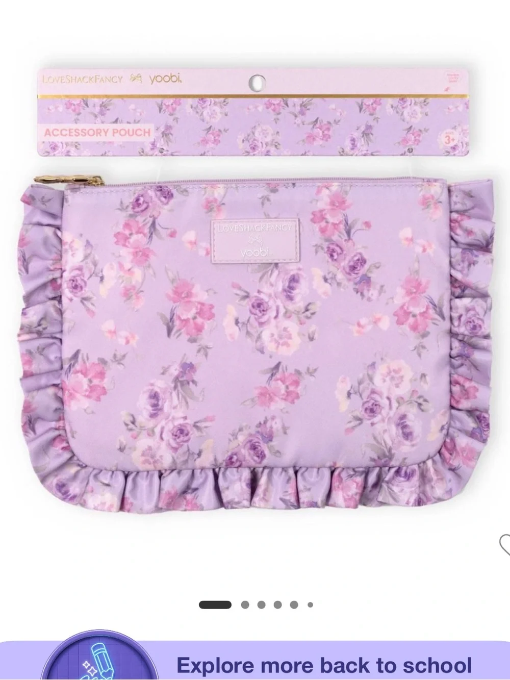 💗🎯 LoveShackFancy x Target - Yoobi Flat Zip Pencil Case w/ Ruffles Hibiscus